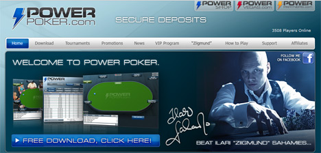 Website screenshot - Power Poker - Ziigmund on the home page