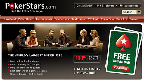 Website homepage screenshot - Pokerstars.com