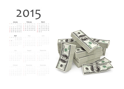 2015 Cash Winners - Calendar up to April 6 and a pile of Cash