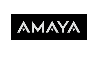 Amaya company logo - White lettering on a black background.