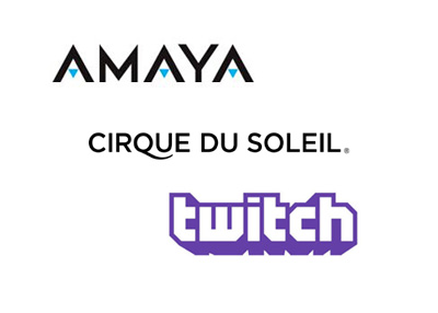 Amaya Gaming Inc., Cirque du Soleil and Twitch.tv logos