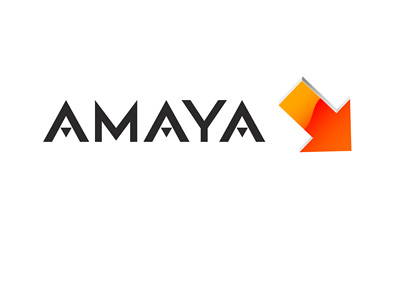 Amaya company logo and an red arrow pointing down