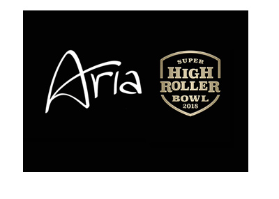 Aria Hotel and Casino - Las Vegas - Super High Roller Bowl 2018 - Logo on black bacground.