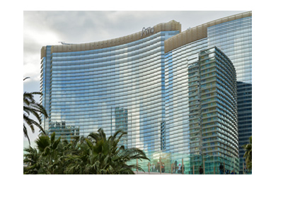 Aria Las Vegas - Photo of hotel and resort from the outside on a cludy day.