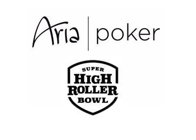 The Aria Poker - Super High Roller - Logo in black and white.