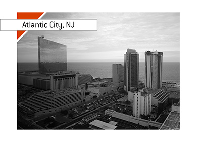 Areal view of Atlantic City, New Jersey, USA - Waterfront.  Year is 2018.