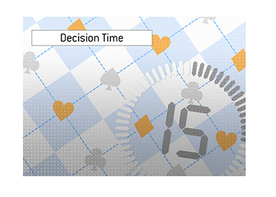 Decision time in online poker is a big deal in this day and age.  Illustration.