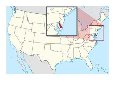 Delaware on the map of United States of America - Image