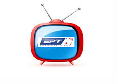 European Poker Tour logo on an old television set - Illustration