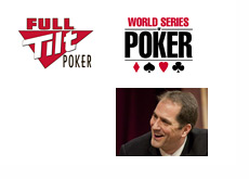 Full Tilt Poker logo, World Series of Poker logo and a photo of Phil Gordon