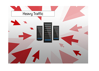 Heavy traffic from all directions pointing towards the tournament servers.