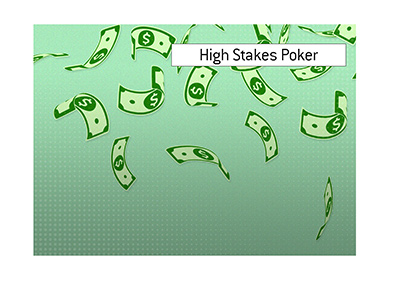 Money up in the air - Illustration.  High Stakes Poker.