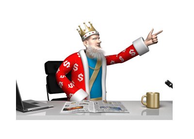 The King is in his office, excited about the Poker Masters winner. Pointing up, while standing next to his desk.