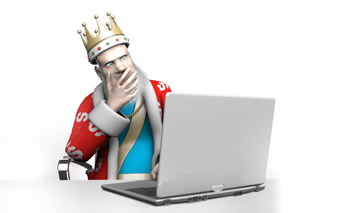 The Poker King is in deep thought looking at his laptop. Reading about the Twitter feud between Cate Hall and Mike Dentale.