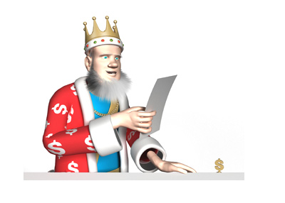 The King is reading the latest poker news. Aria Poker tournament is the subject.