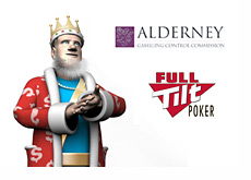 The King next to the Alderney Gambling Control Commission and Full Tilt Poker logos