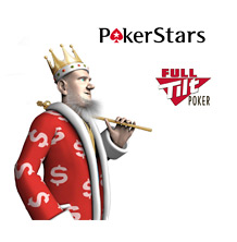 The King next to Pokerstars and Full Tilt logos