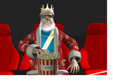 The King is in the movie theatre eating popcorn - commenting on the performance of Niki Jedlicka