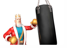 -- The King punching a boxing bag --