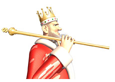 -- Poker King with the gold cane over his shoulder --