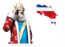 Poker King next to the Costa Rica flag in shape of the country