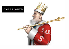 King standing next to the Cyber Arts logo