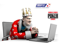 The King is focused on his computer - reporting latest news from EPT and WSOPE