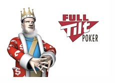 The King stretching next to the Full Tilt Poker logo