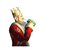 Poker King is drinkging a soda through a straw