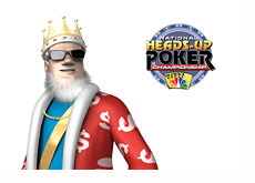 The King next to the Heads Up Poker Championship Logo