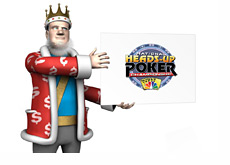 The King is holding the National Heads-Up Poker Championship Logo