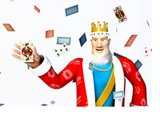 The cards are everywhere - In the air - The King is holding the king card