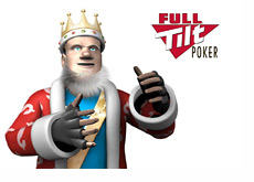 The King wearing mma gloves next to the Full Tilt Poker logo