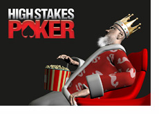 King is watching High Stakes Poker in his theatre while eating popcorn