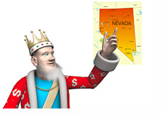 The King is pointing to the map of state of Nevada