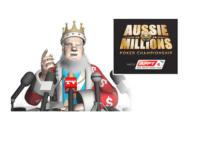 The King is holding a news conference, announcing the winner of the 2016 Aussie Millions poker tournament