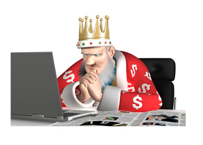 The King is researching the news about Sheldon Adelson and Donald Trump teaming up. The King is deep in thought to say the least.
