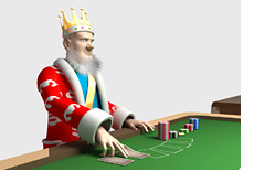 -- The King at the poker table - flipping a card --