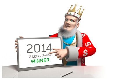 The King presents the biggest online cash winner of year 2014