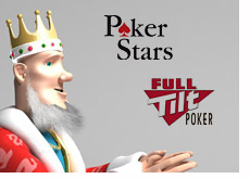 king is looking at the logos of pokerstars and full tilt poker