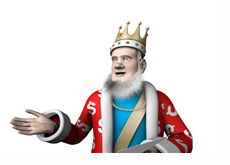 The King is reading the latest news from the poker world to his readers