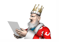 The King is reading the latest news from the poker world - Pokerstars and PokerTableRatings.com