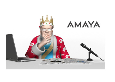 The Poker King is contemplating the Amaya Inc. situation.  Studio shot.