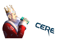 The King is sipping on a beverage and watching the Cereus logo sink --