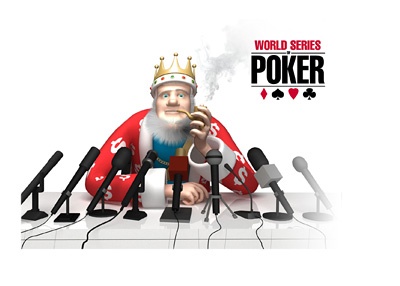 The King is holding a press conference about the upcoming 2016 WSOP Main Event - Smoking a pipe while reporting the news