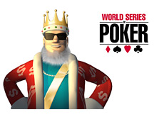 -- Poker King wearing shades with the WSOP logo in the background --