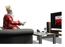 -- The King is sitting comfortably on his sofa watching an episode of HSP on his plasma TV - High Stakes Poker --