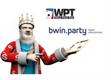 King reporting the news - WPT and Bwin.Party logos