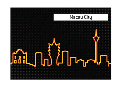 The illustrated skyline of the fabulous Macau City.