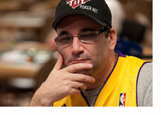 Mike Matusow wearing the Lakers jersey